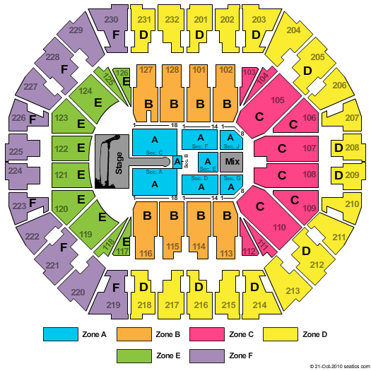 Oakland Arena Shakira Zone Seating Chart